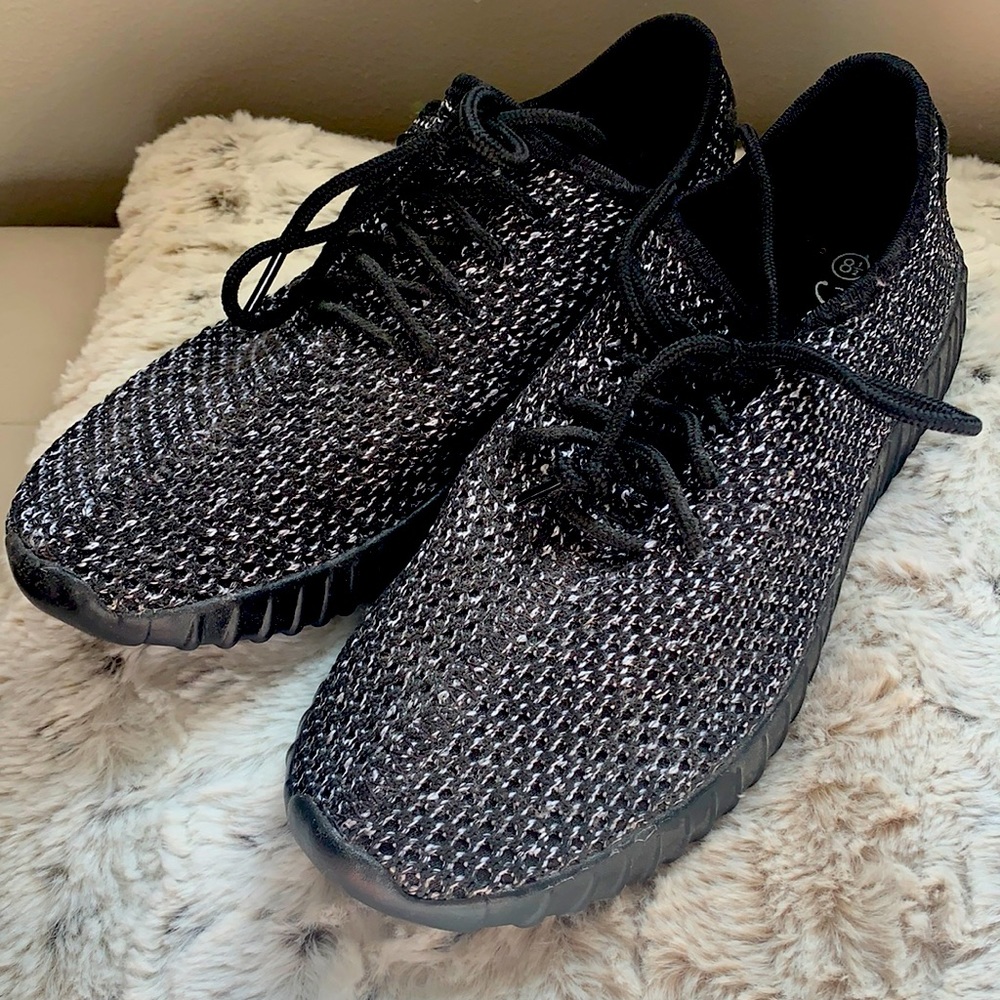 Woven Black and White Sneakers- NEVER BEEN WORN